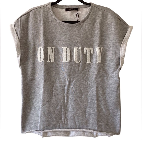 SUPERTRASH “On Duty” Sleeveless Sweatshirt distressed cutoff  Size L NWT Unisex - Picture 2 of 5